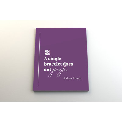 «A Single bracelet Don't not jingle», art textuel sur toile tendue