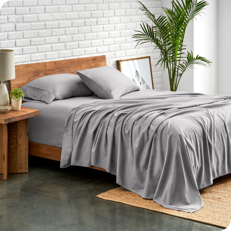 Twin Light Gray Deep Pocket Microfiber Stretch Sheet Set