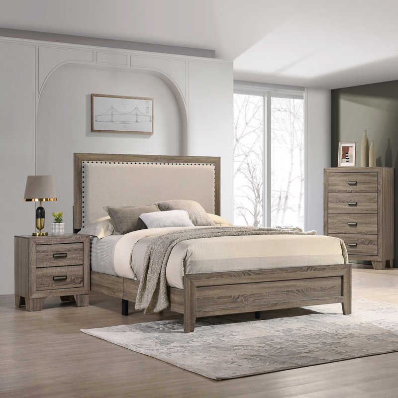 Tête de lit tapissier en tissu avec tête de lit capitonnée 1 pièce, Gris, Grand lit