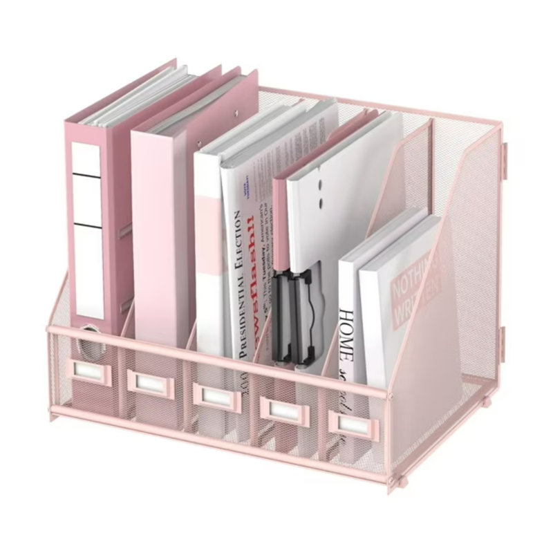 Organisateur de bureau avec 5 compartiments verticaux, organisateur de dossier de bureau en métal, organisateur de dossier de bureau, augmentant l'espace de rangement, plus