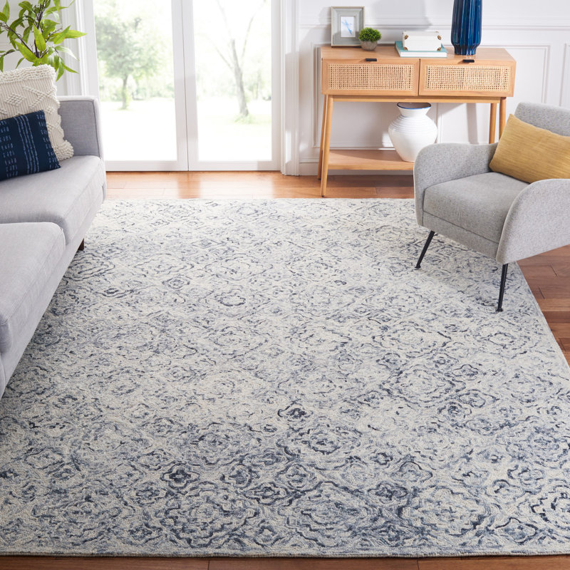 Tapis gris / beige en laine / coton touffeté à la main Micro-Loop, Tapis de couloir 2 pi 3 po x 7 pi
