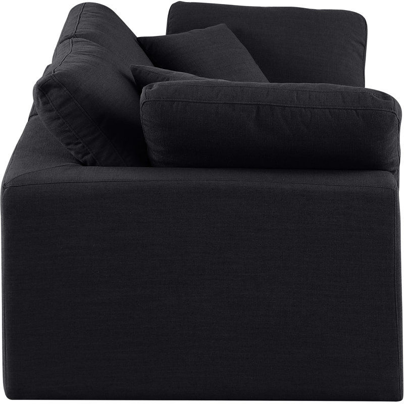 Canapé modulaire en lin texturé Iwana, Tissu texturé en lin noir