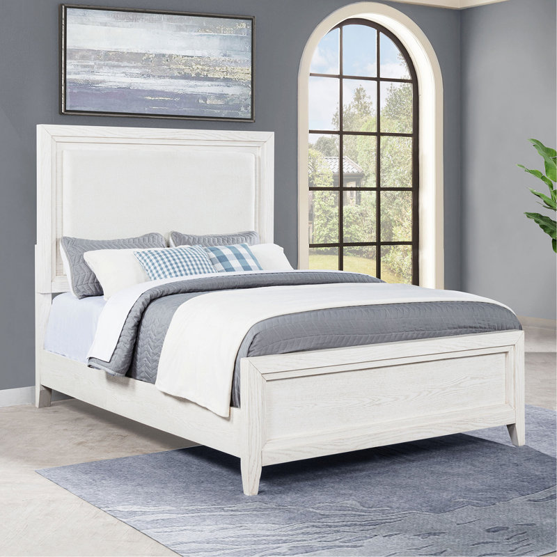 Upholstered Panel Bed, Wood Frame Platform Bed