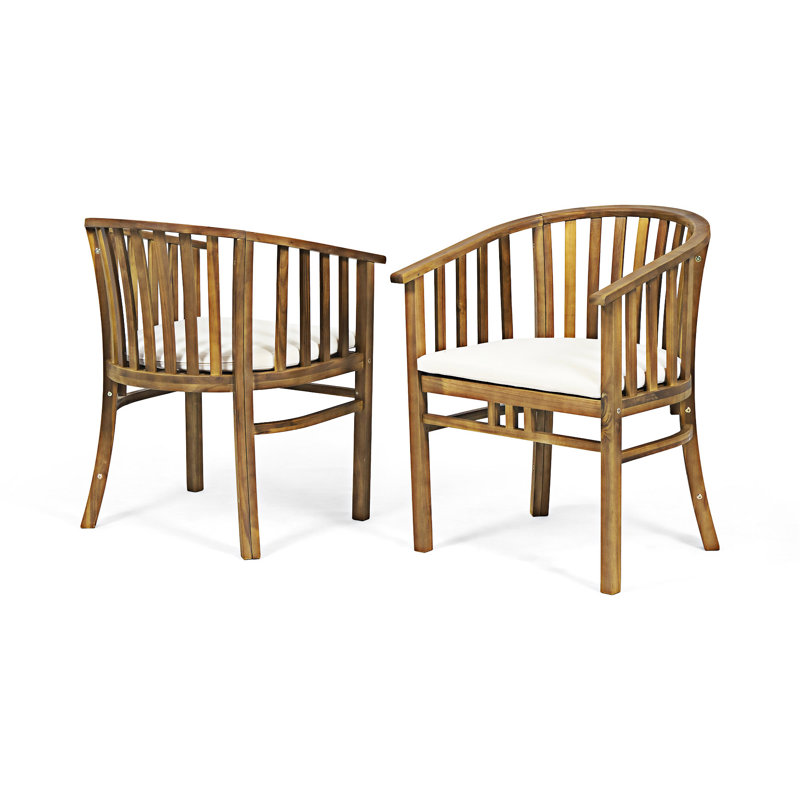 Ensemble de 2 chaises d'extérieur en bois avec coussins