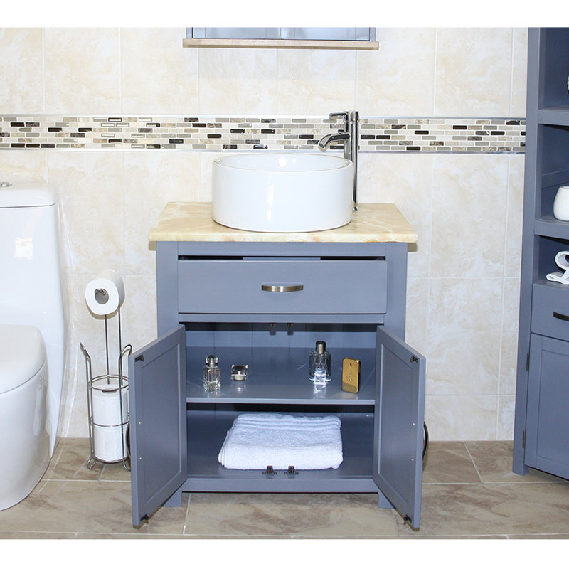 Rodden 751mm Single Bathroom Vanity with Vessel Ceramic Basin, Onyx, Grey