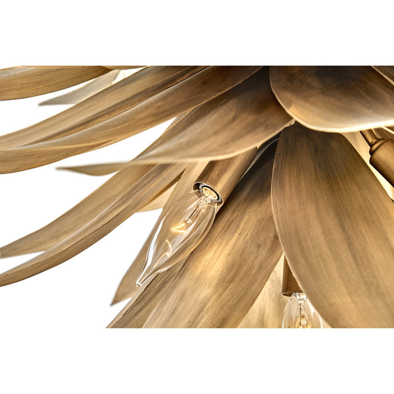 Agave 7-Light Hand Sculpted Single Tier Chandelier - Burnished Gold