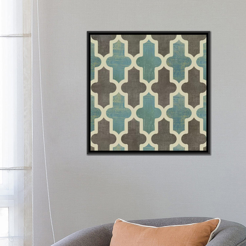 « parisian pattern ii », impression sur toile, H 18 po x l 18 po x P 1,5 po, Toile avec cadre noir, Pas de tapis
