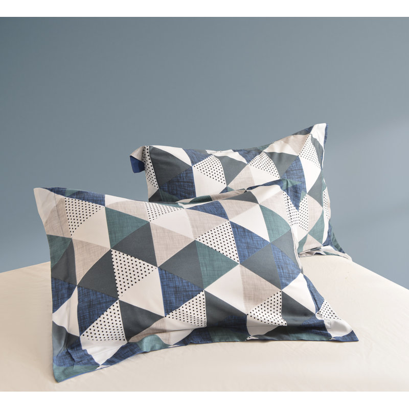 Blue Geometric Down Alternative Microfiber Comforter Set