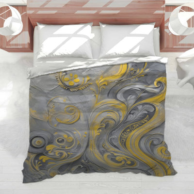 Édredon jaune et gris tourbillonnant