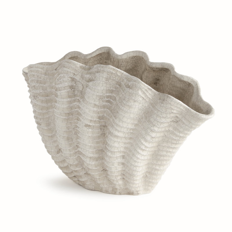 Seashore Handmade Clay Table Vase, 9" H x 15" W x 6.25" D