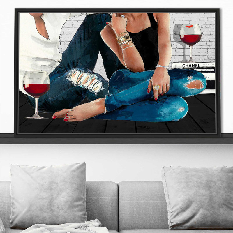 Casual Couple 1 (Horizontal) par By Jodi - impression, Cadre flottant noir, H 31,5 po x l 51,5 po x P 2 po