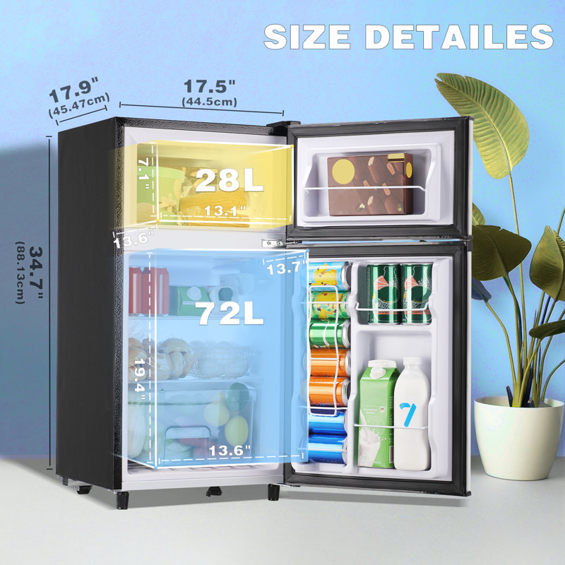 WANAI Coolife Preserving Portfolio 3.5 Cubic Feet Freestanding Mini Fridge with Freezer, Silver