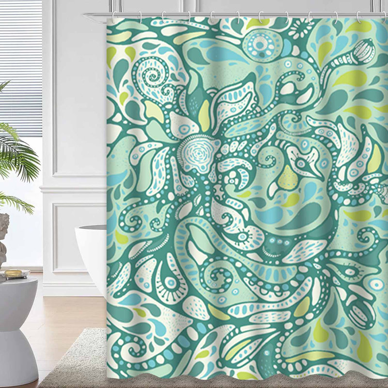 Rideau de douche bleu imperméable, rideaux de douche pour la salle de bain avec 12 crochets, 72" L x 84" W