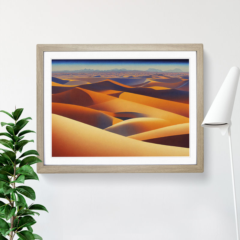 Watercolour Desert Vol.2 1 Piece Single Picture Frame Wall Art, 46cm H x 64cm W x 2cm D, Oak Framed