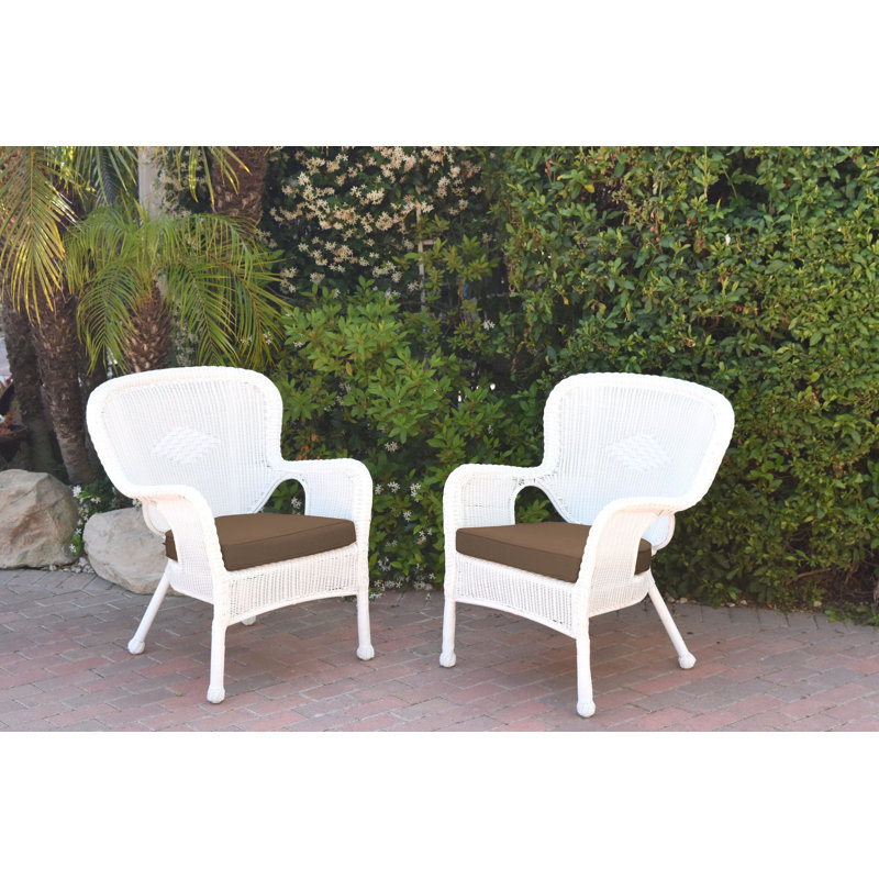 Batchelder Wicker Outdoor Lounge Chair, Brown, White