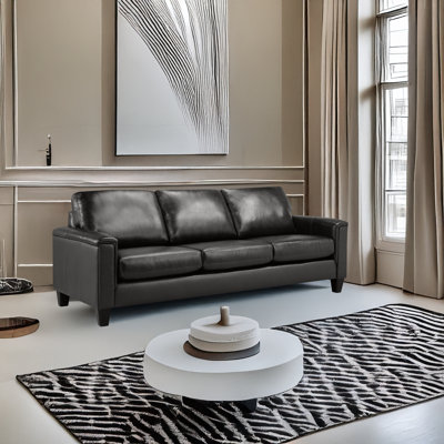 Deboer 89" Genuine Leather Square Arm Sofa