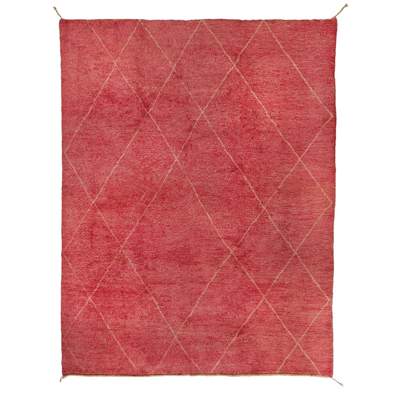 Pink Berber Wool Rug - 9'10" x 13'2"