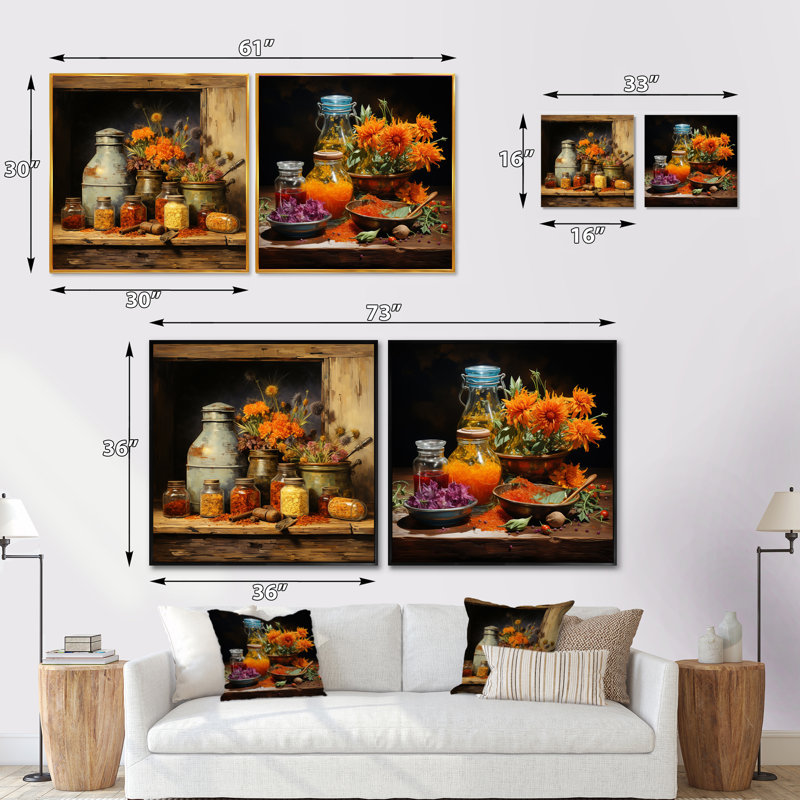 «French Spices Farmhouse», 2 pièces, H 16 po x l 33 po, Cadre flottant noir