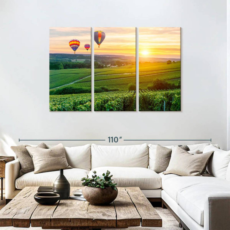 Ballons Alvord au-dessus du vignoble, H 48 po x l 74 po