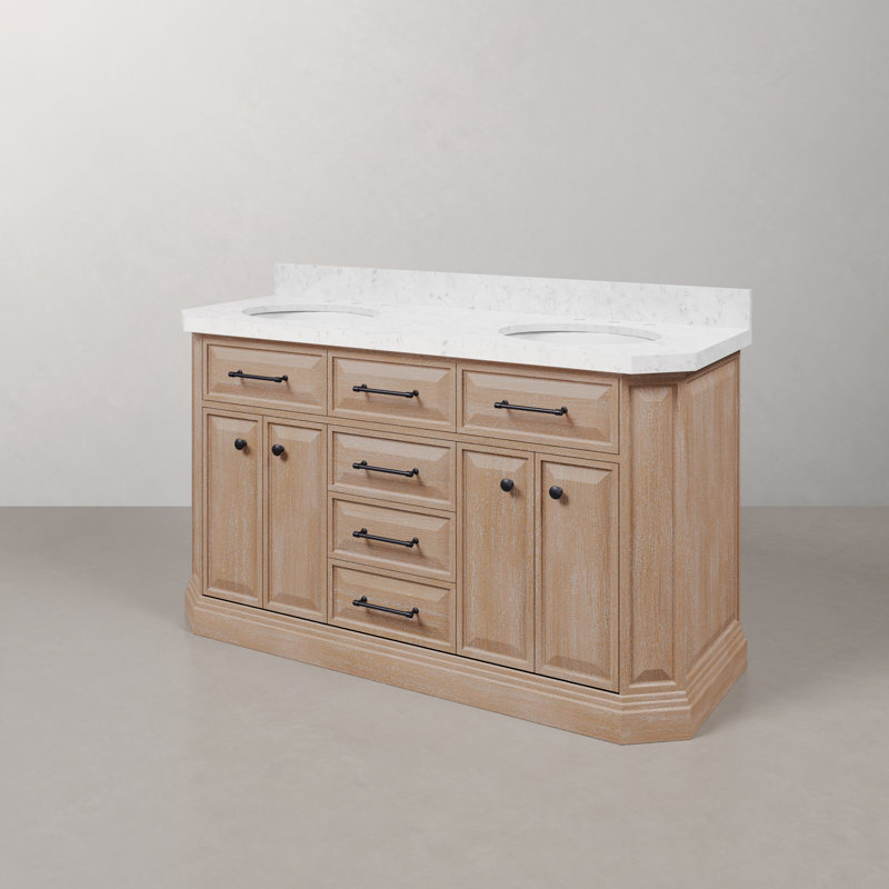 Palace 60'' W Double Vanity, Matte Black, Toffee Latte