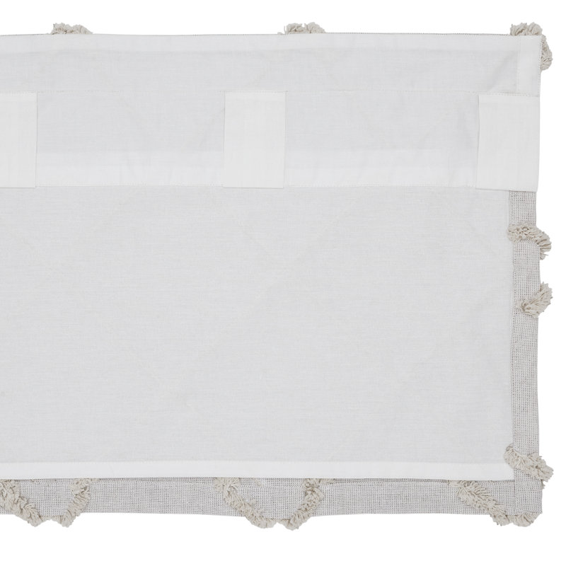 Cantonnière Az sur mesure en coton brun clair / blanc, L 72 po x L 16 po