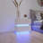 White Color High Glossy 2-Drawers Bedside Table (Nightstand) With Rgb Led Light Nightstand  With Bluetooth Control