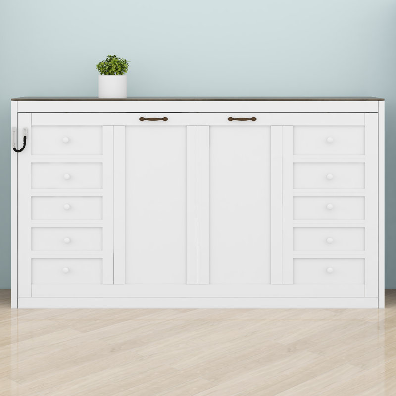 Lit escamotable escamotable escamotable avec motif caché, Blanc, Double