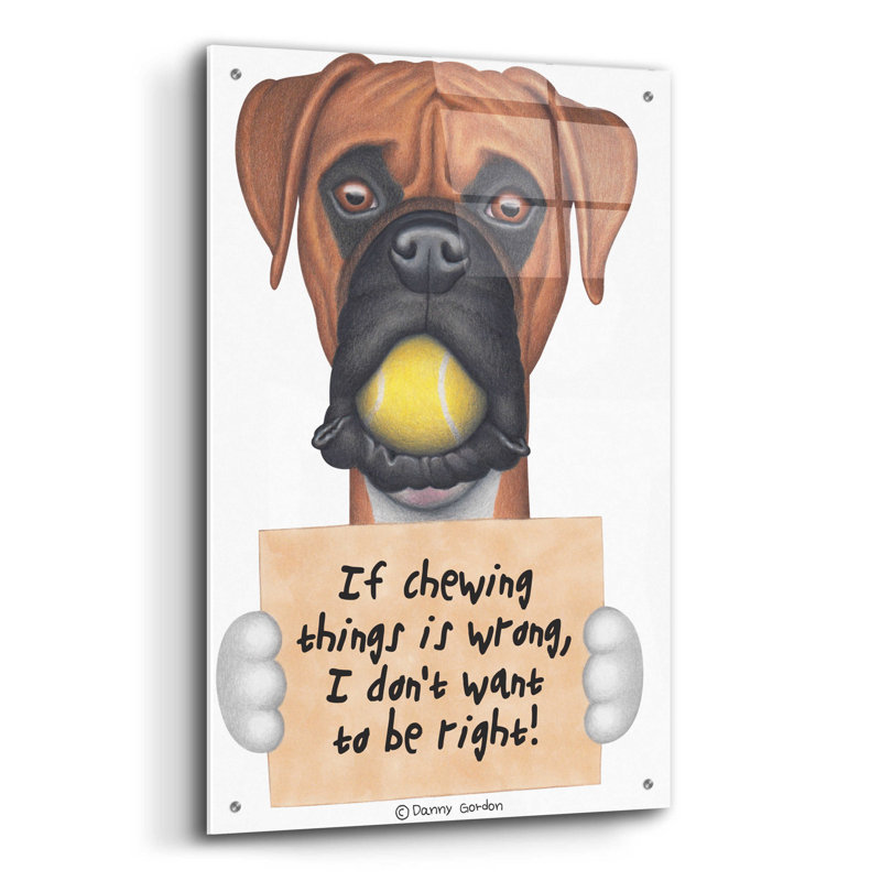 Boxer balle de tennis dans la bouche sur plastique / acrylique, H 36 po x l 24 po x P 0,2 po