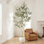 8,2 pi d'olivier artificiel sculptural avec jardinière ronde blanche, plante artificielle haute pour décoration de bureau personnel