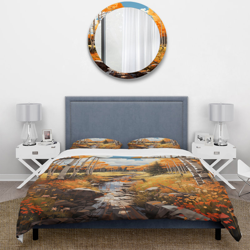 Ensemble de housse de couette Yellow Aspen Tree Forest Majesty I - Abstract Fractal