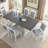 7-Piece Updated 76.9Inch Extendable Trestle Dining Table Set With Removable Leaf