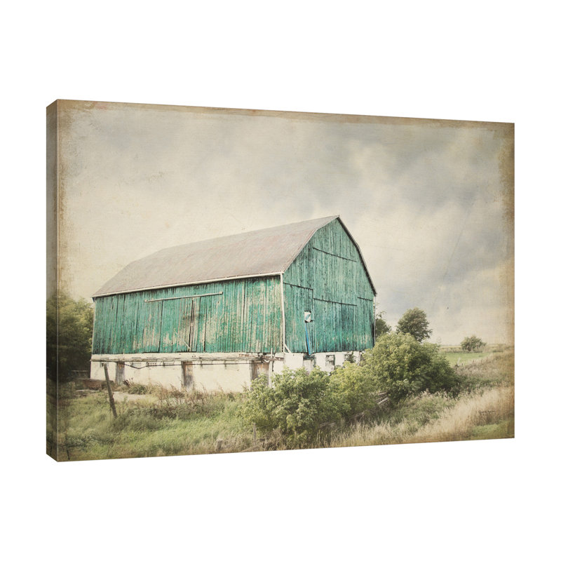 «Late Summer Barn I Crop Vintage», toile tendue par Elizabeth Urquhart, H 15 po x l 20 po x P 1,5 po