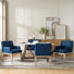 Noble 32.5" Tall Solid Wood Legs Upholstered Dining Chair Set with Gently Curved Arms