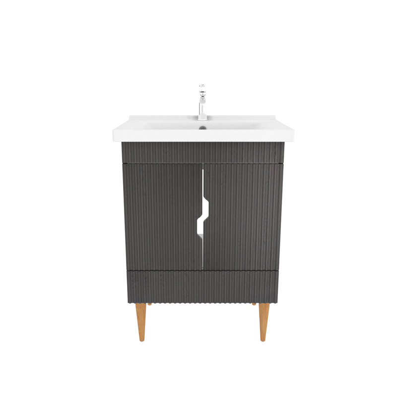 Sahra Single Bathroom Vanity with Ceramic Basin, Anthracite, 60cm