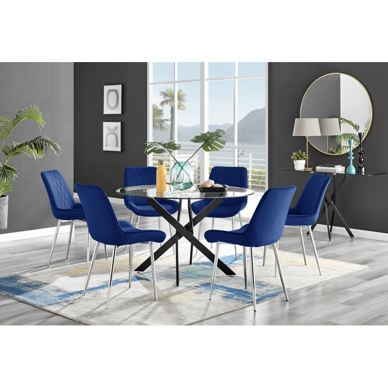 Ensemble repas pour 6 personnes, Marine / Argent