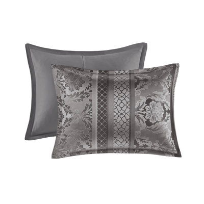 7 Piece Jacquard Comforter Set Grey