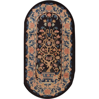 Tapis bleu antique antique en laine Art déco