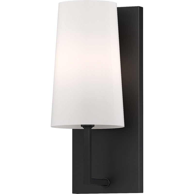 Applique murale à bras 1 lumière noire avec abat-jour empire en tissu, Noir