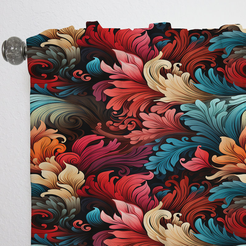 Artistic Whirls Paisley Motif III - Rideau floral - Rideau floral obscurcissant - 1 panneau, L 52 po x L 120 po