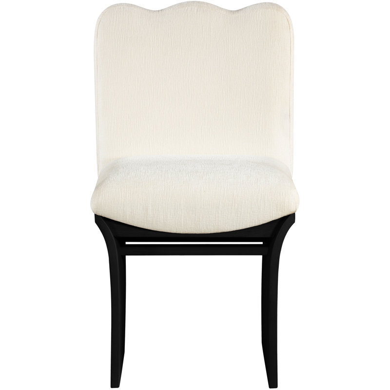 Chaise rembourrée Shaw Cassady, Tissu chenille crème, Noir, noir, noir, noir