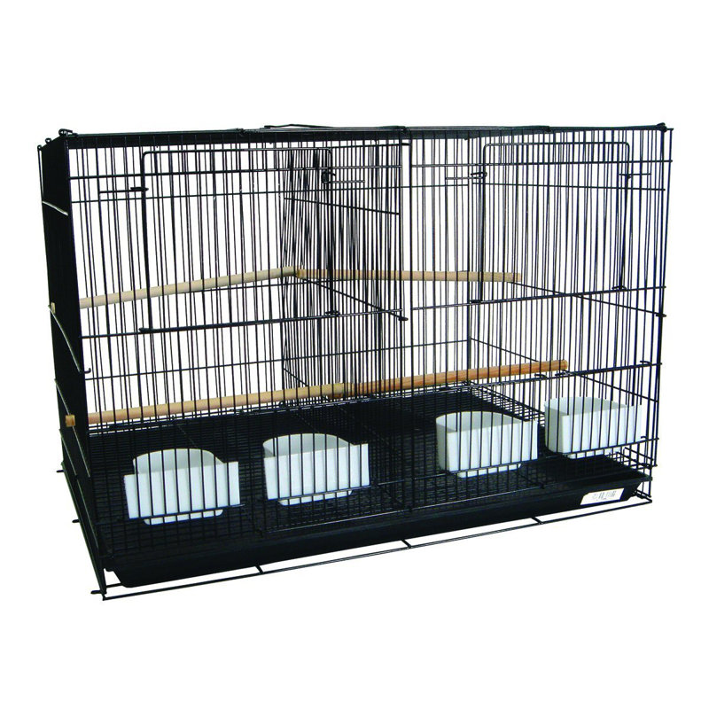 Petit cage à oiseau avec séparateur, Noir, H 18 po x l 30 po x P 18 po