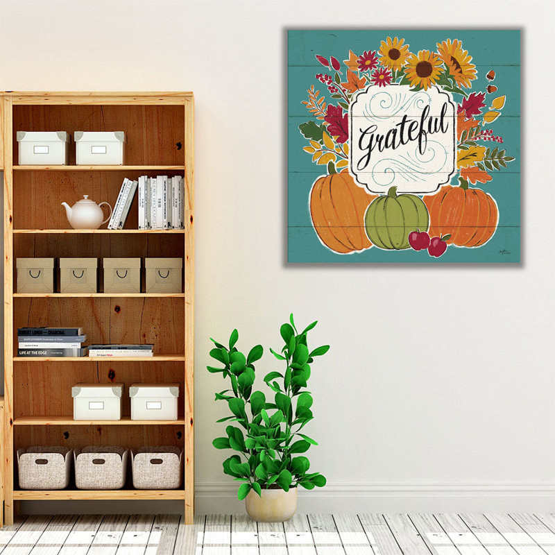 «Thankful II Turquoise», reproduction d'art sur toile, H 40 po x l 40 po