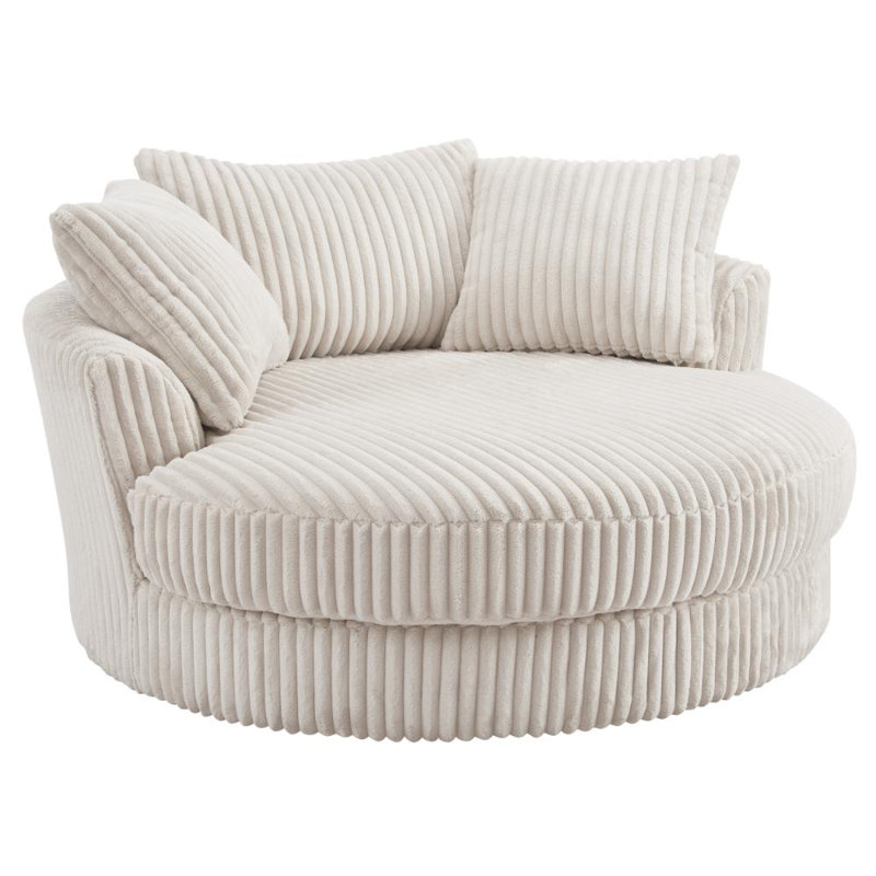Skyler Upholstered Swivel Armchair, Cream