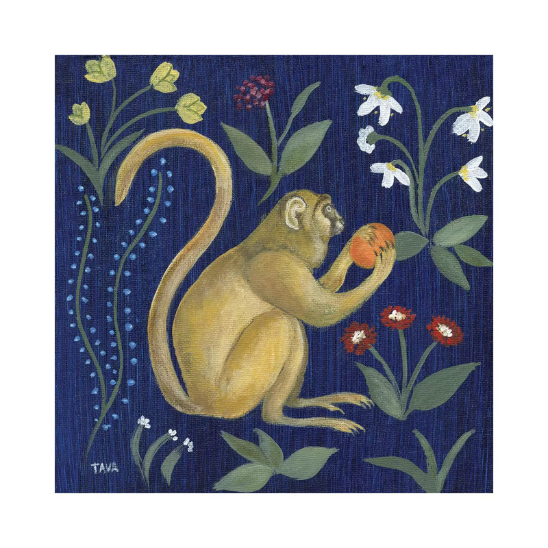 «Venezia Monkey Garden I» par Tava Studios - peinture sur toile tendue, H 12 po x l 12 po x P 0,75 po
