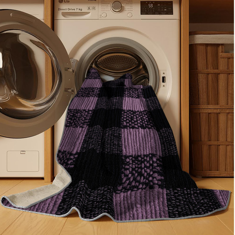 Tapis mauve lavable à la machine, Carré 8 pi