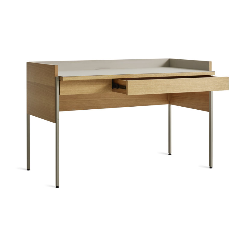Tabloid Solid Wood Writing Desk, Putty/White Oak