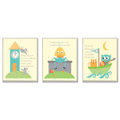 Ensemble de 3 plaques murales Emery Nursery Rhyme Classics Triptych