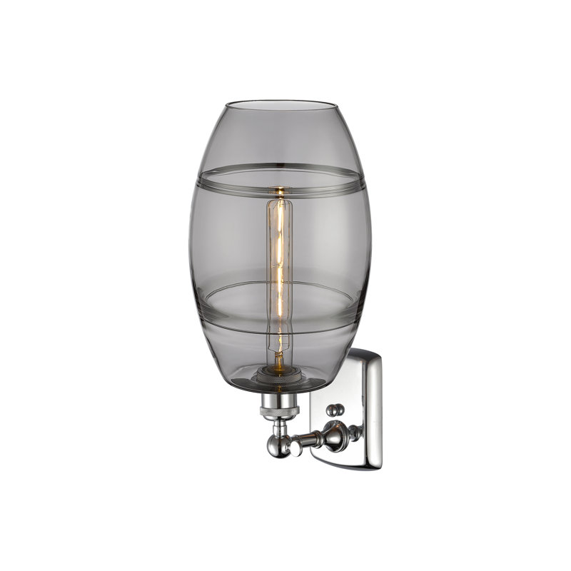 Bettylou Steel Armed Sconce, 10.88" H x 8" W x 8.13" D, Light Smoke, Polished Chrome