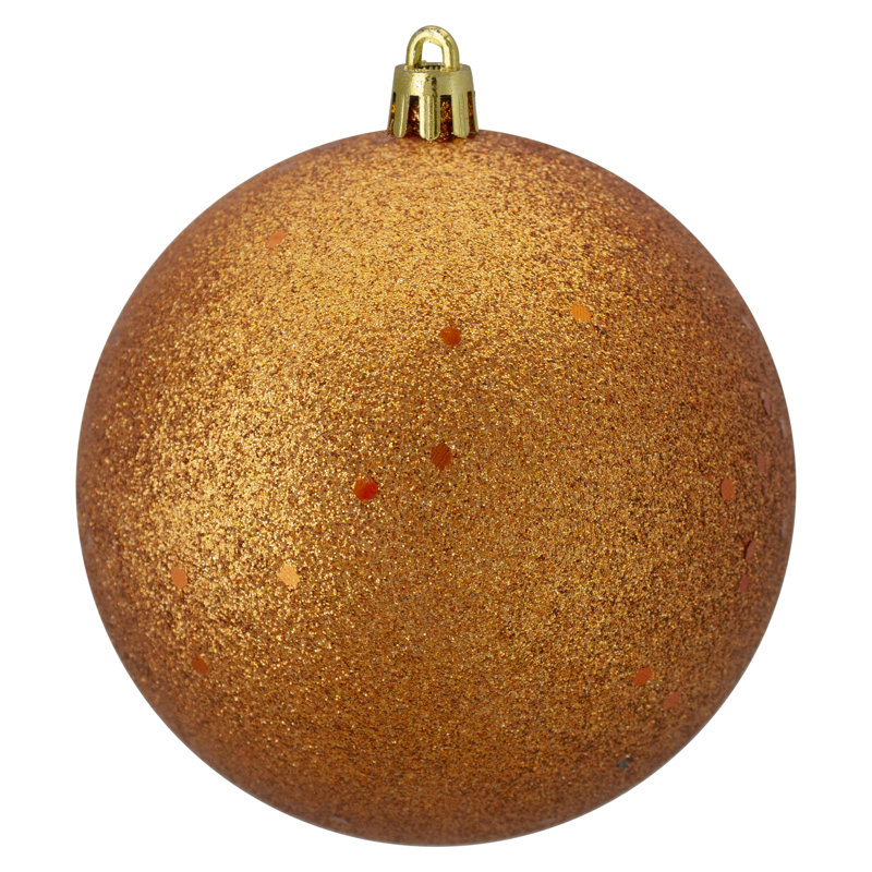 Ornement boule de Noël scintillante incassable 4 po, Orange brûlé