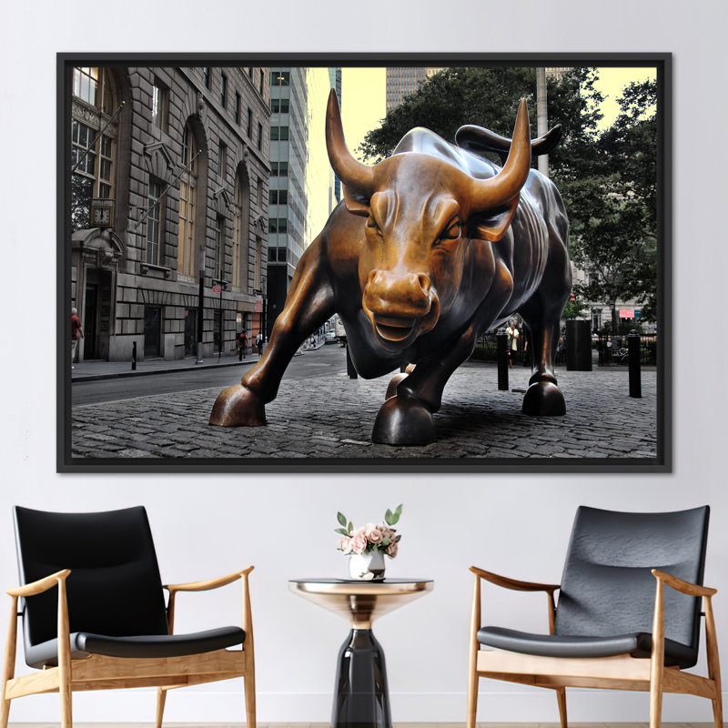 Art mural sur toile Wall Street, Noir, H 45 po x l 81 po, Impression encadrée flottante sans passe-partout